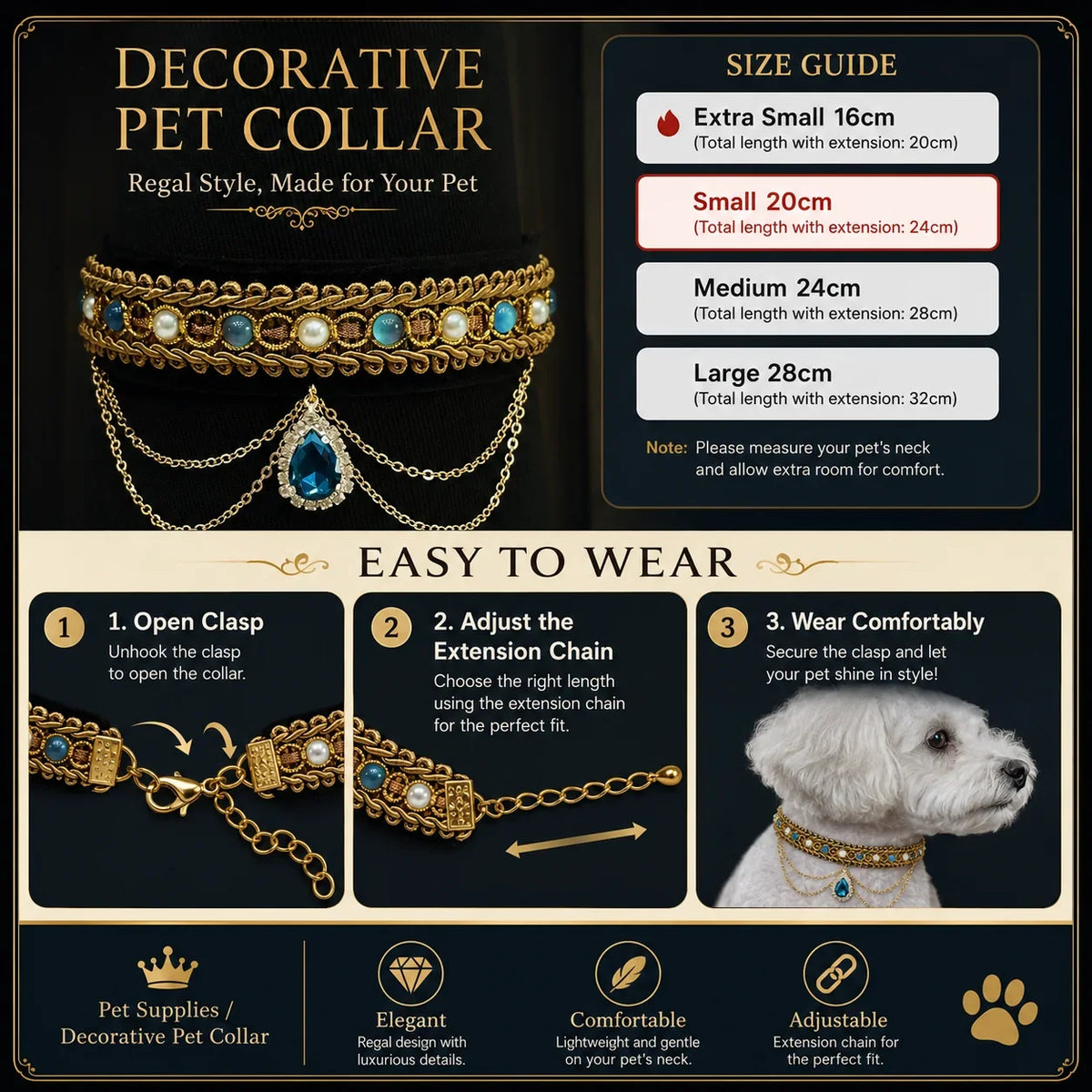 Blue Teardrop Velvet Pet Choker