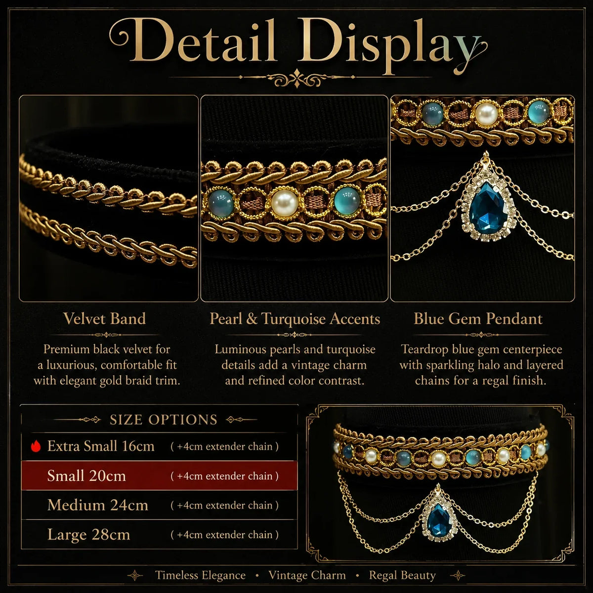 Blue Teardrop Velvet Pet Choker