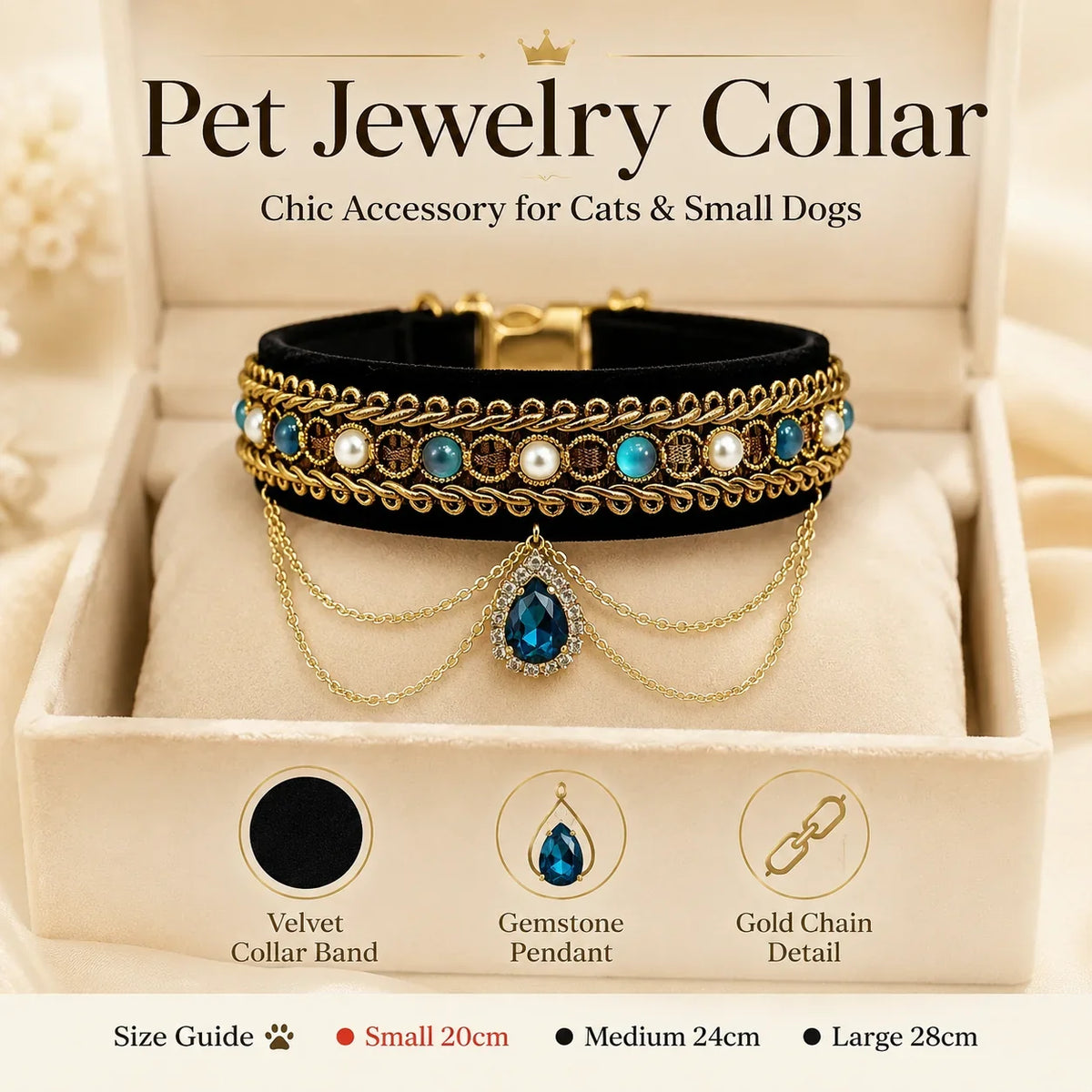 Blue Teardrop Velvet Pet Choker