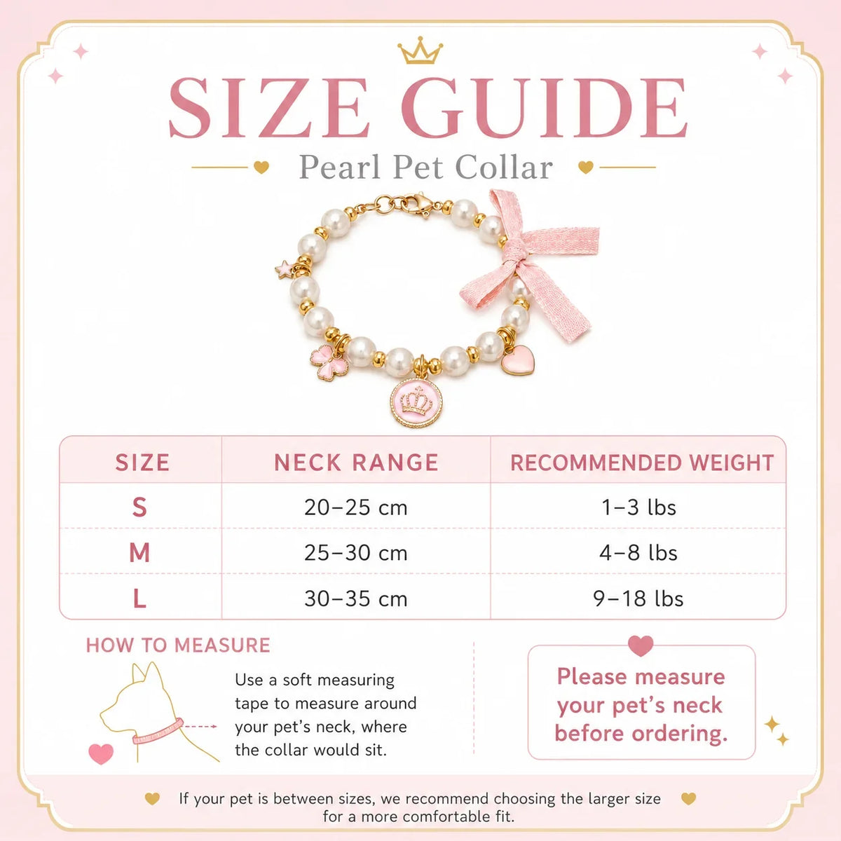 Pink Pearl Bow & Crown Pet Necklace