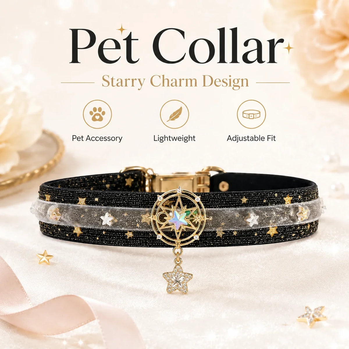 Black Star Velvet Pet Choker